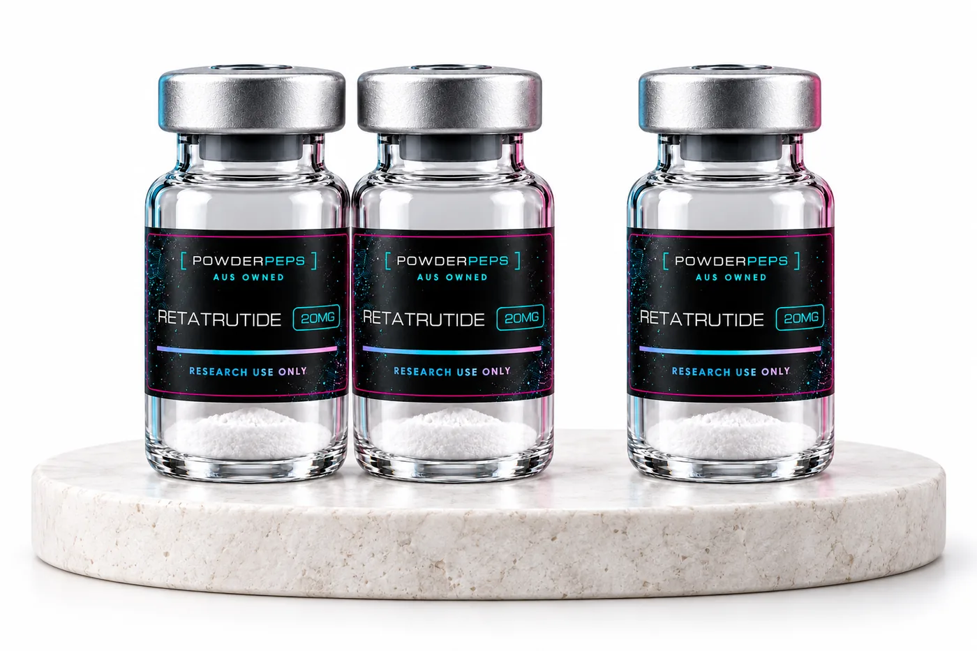 Three Retatrutide vials